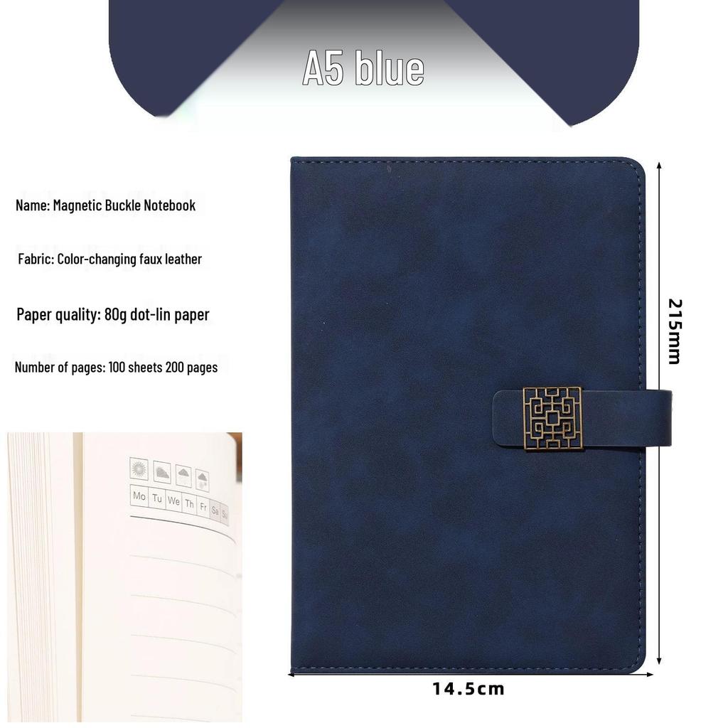 A5 Business Leather Notebook with Logo and Buckle - Gift Box Included