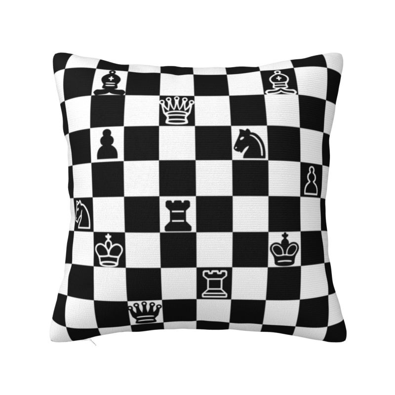 Custom Chess Club Seven Cushion Cover 45x45cm Chessboard Game Chess Piece Soft Modern Pillows for Sofa