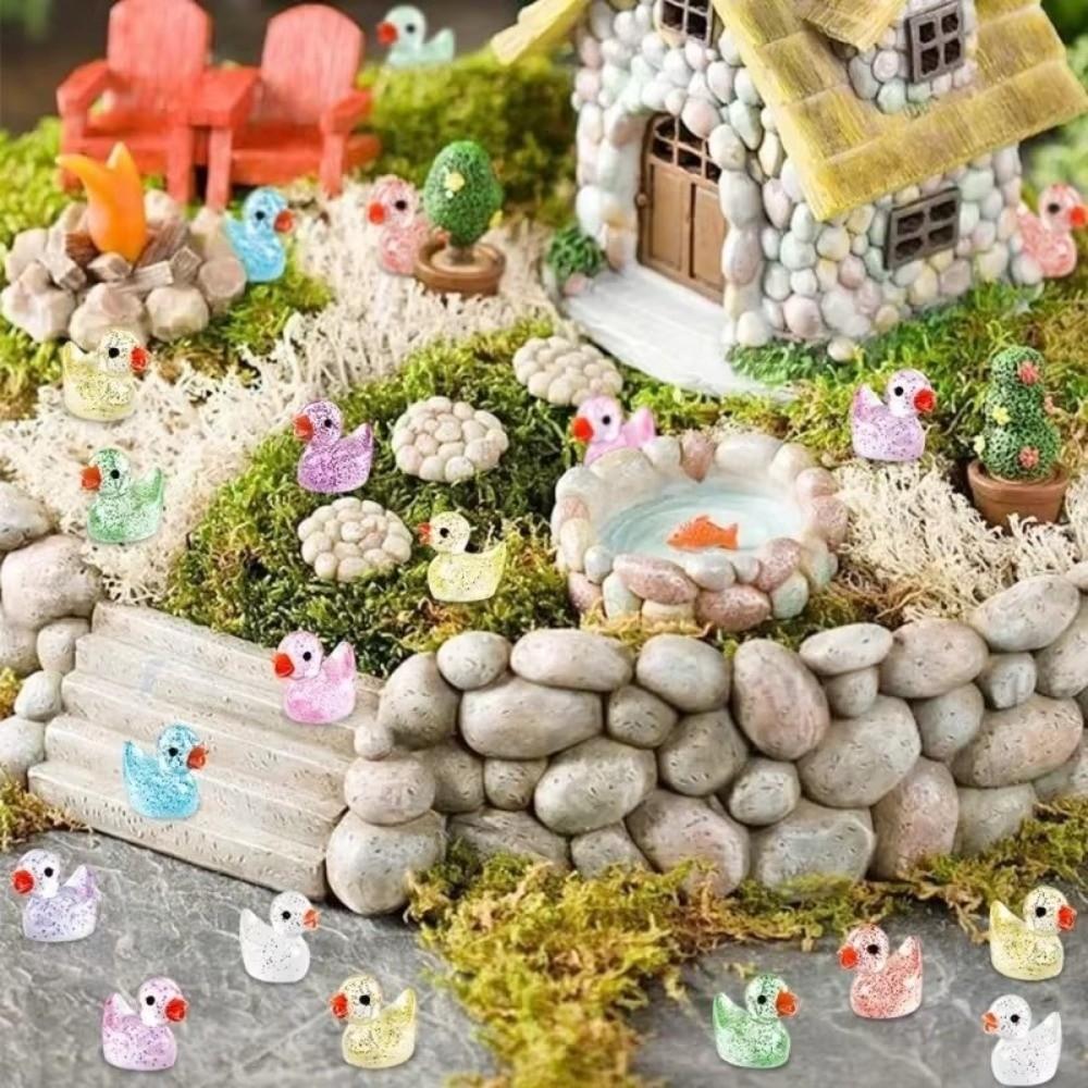 Glitterend Miniatuur Eend Ornament Mini Kleine Mini Piepkleine Eendjes Hars Eendenbeeldje Speelgoed Tuindecoratie