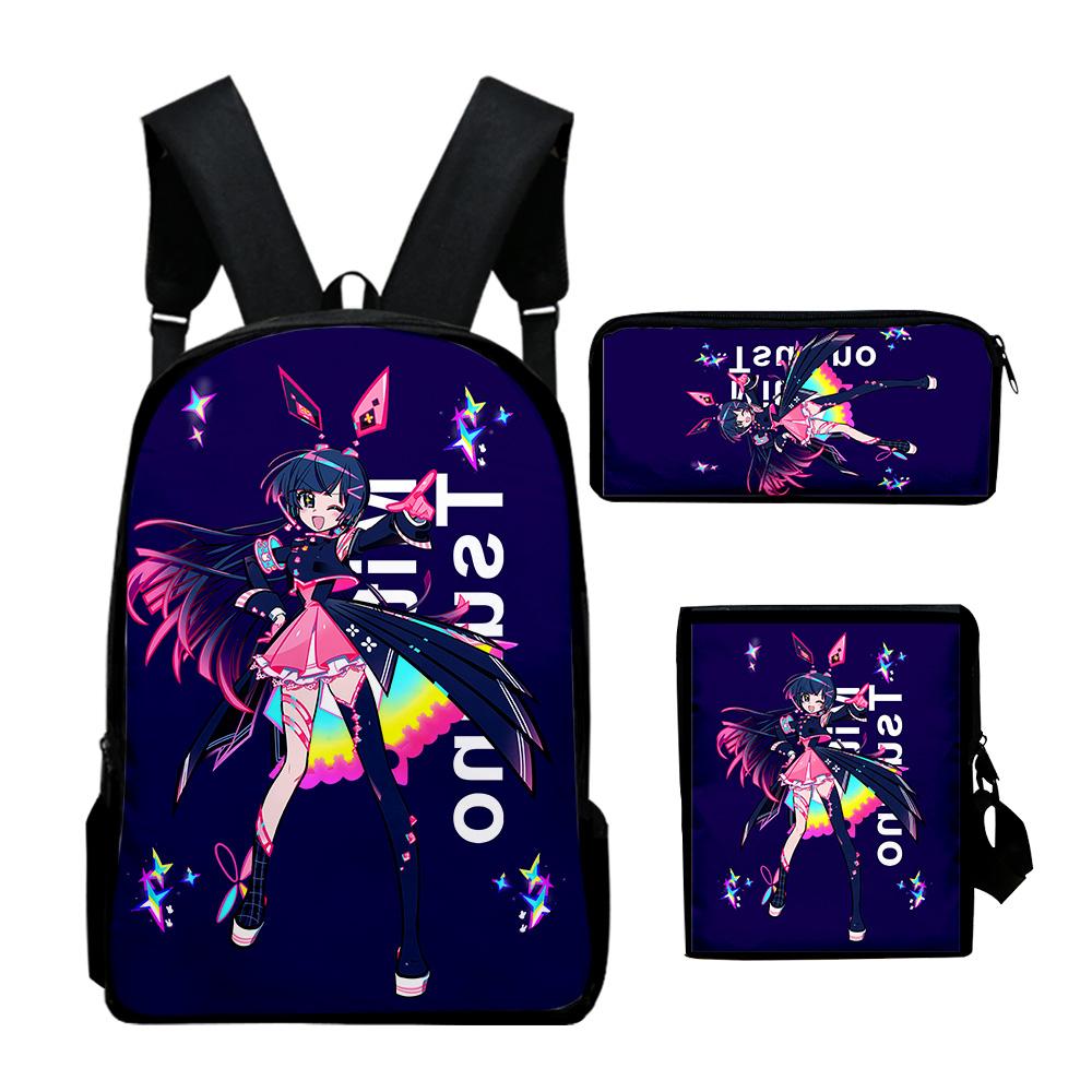 Popular VTuber Tsukino Mito Anime 3D Print 3pcs/Set pupil School Bags Laptop Daypack Backpack Inclined shoulder bag Pencil Case