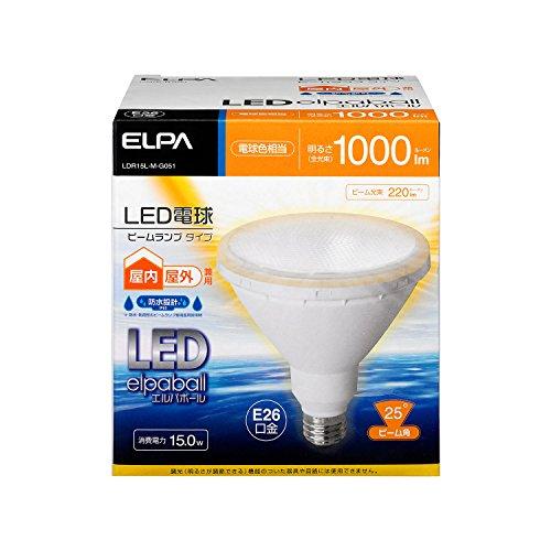 ELPA LED Beam Bulb, E26, Warm White, Waterproof, LDR15L-M-G051