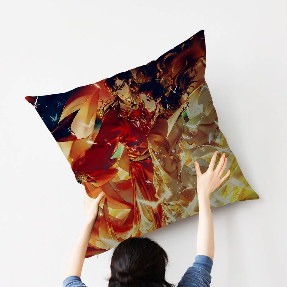 1pc Heavenly Officials Blessing Animation Cushion Cover Car Throw Pillow Case For Sofa Car Christmas Gift 40x40cm 45x45cm