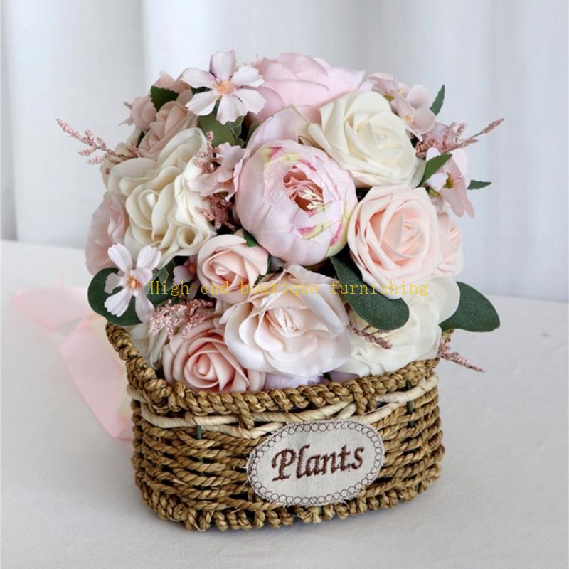  Wedding Bridal Bouquet Bridesmaid Bouquet Silk Bride Holding Artificial Flower