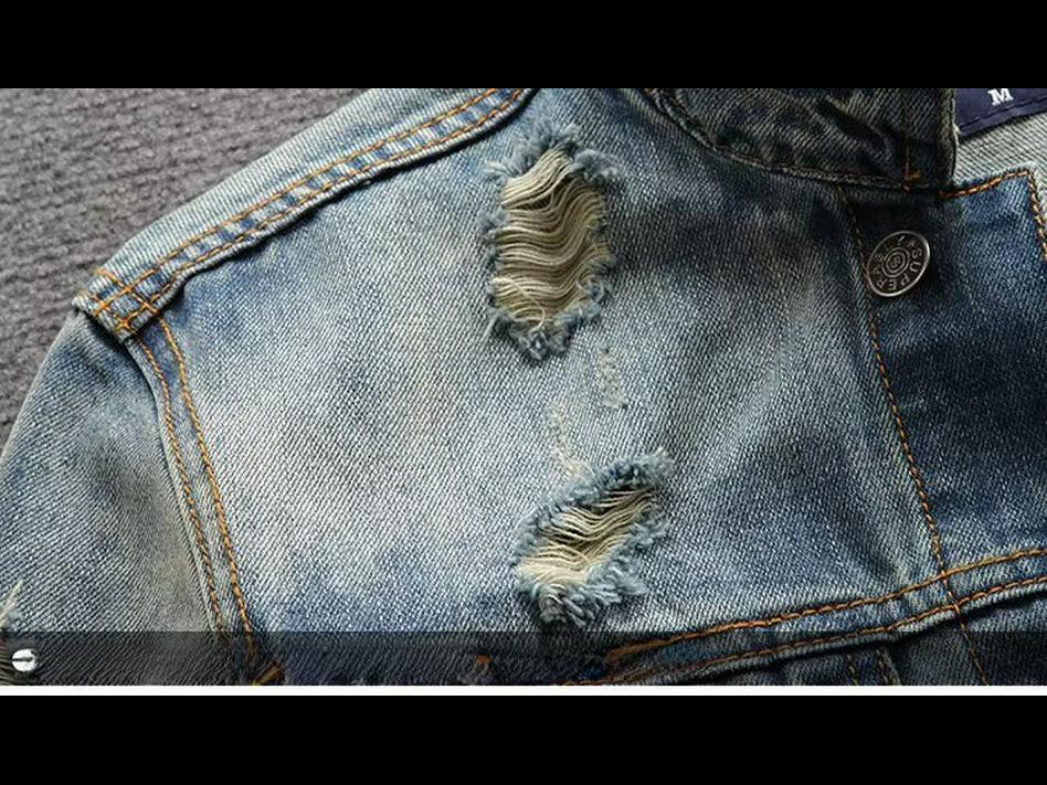 Men's Retro Blue Denim Jacket - Trendy, Loose-Fit, Nostalgic Wash, Versatile Outerwear Top