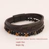 Men's Hand-woven Leather & Stainless Steel Natural Stone Bracelet