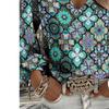Lady Bohemian Retro Western Style V-Neck Shirt - Lantern Sleeve Top, suitable for casual wear, vacations and daily outfits