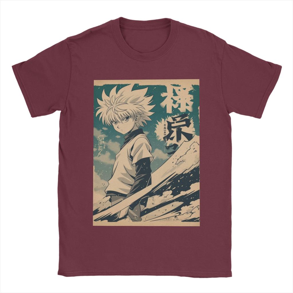 Funny Killua Vintage Warned Poster Hunter X Hunter Tshirts For Unisex Pure Cotton T Shirt Short Sleeve Tee Shirt Printed Clothing
