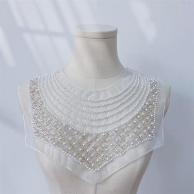 Mesh Embroidered Beaded Placket Collar DIY Hand Sewn Brooch Accessories Wedding Dress Decoration