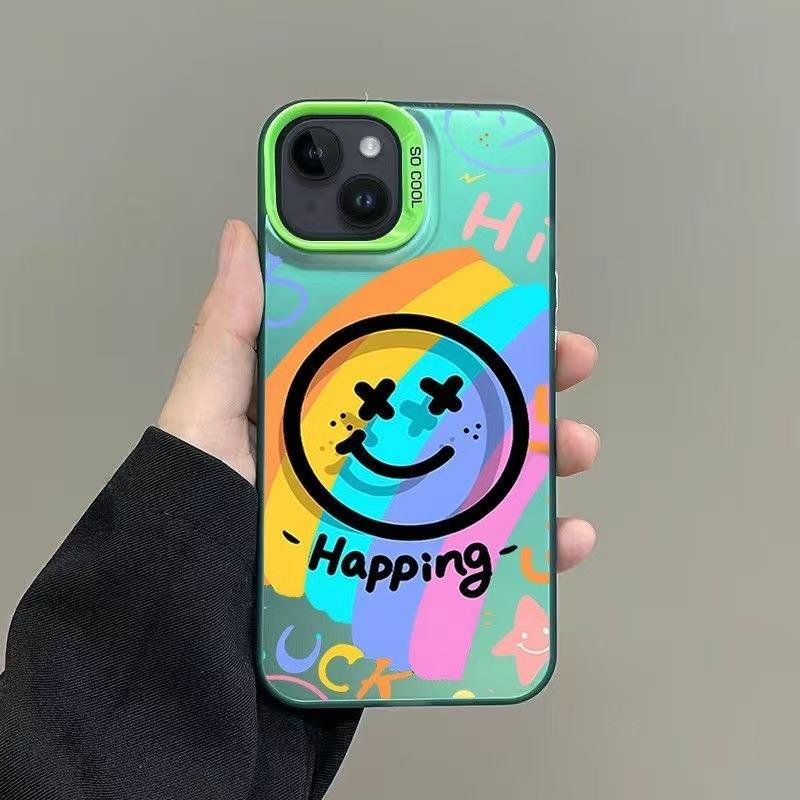 Rainbow smiley face applies to Apple 15Promax mobile phone case iPhone16Pro new 17Air creative 14 personality