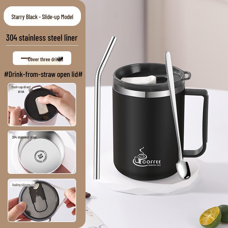 Drop-Proof 304 Stainless Steel Mug with Lid for Home, Office, or Dorm Use