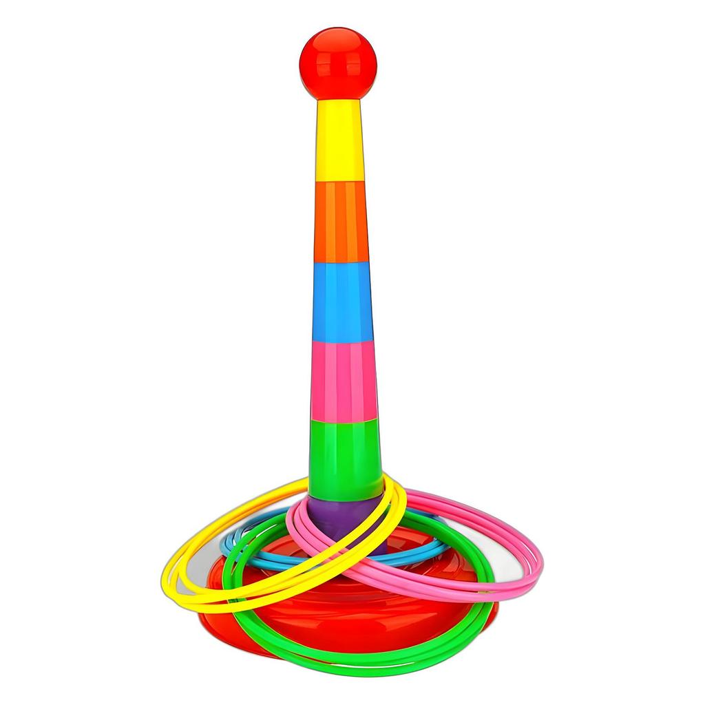 Children's Rainbow Stacking and Ring Toss Game for Parent-Child Interaction