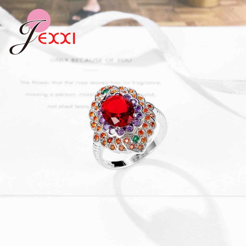 Bohemia Style Fashion Colorful CZ Party Wedding Rings For Women Gift 925 Sterling Silver Anniversary Engagement Ring
