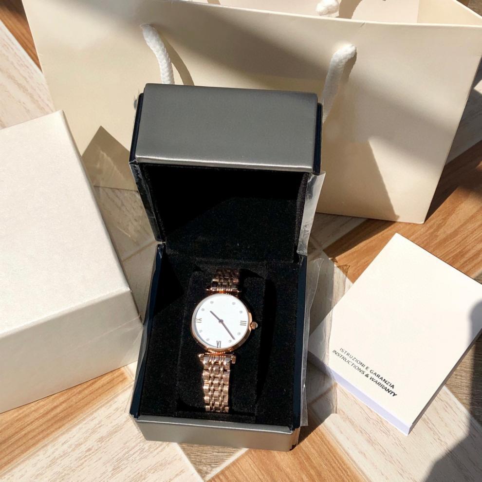 Armani AR11092 Women's Moon Phase Quartz Watch, High-End Fashionable Waterproof Steel Band with Pearl Accents
