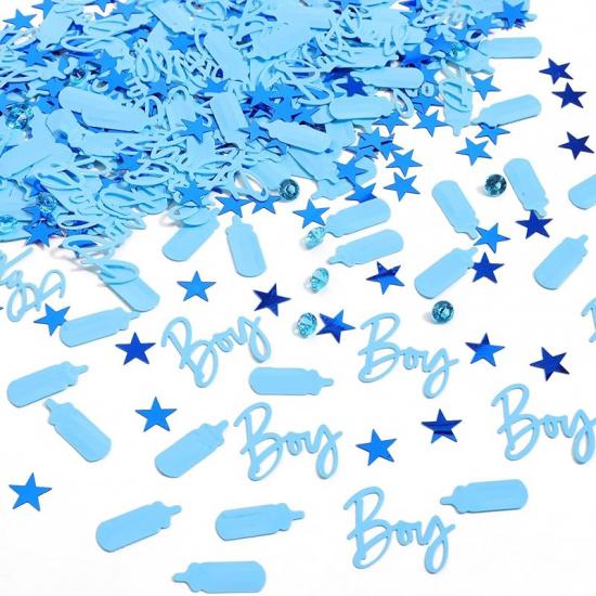 1000 Pcs Baby Shower Confetti Baby Shower Decorations Boy Rhinestones Stars Baby-Bottles Blue Table Confetti Sprinkle Decorations Gender Reveal Party