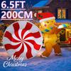 6.5FT  LED Inflatable Yard Decor Gingerbread Man Big Candy Cane Xmas Home Decor Ornaments Supplies Gifts Toy Christmas Holiday