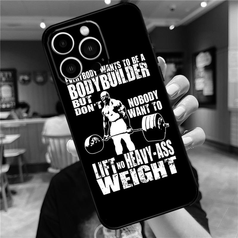 Bodybuilding Gym Fitness Case For iPhone 17 16 15 13 12 11 14 Pro Max Mini Plus 16e 17 Air Bumper Cover Accessories