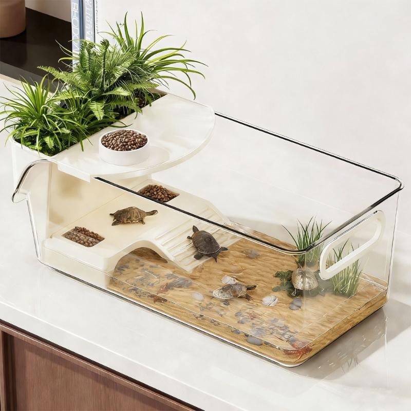 Turtles Enclosure Tanks With Layered Platforms Cave Wetland Simulation And 360 Degree Visibilities For Reptiles Pet