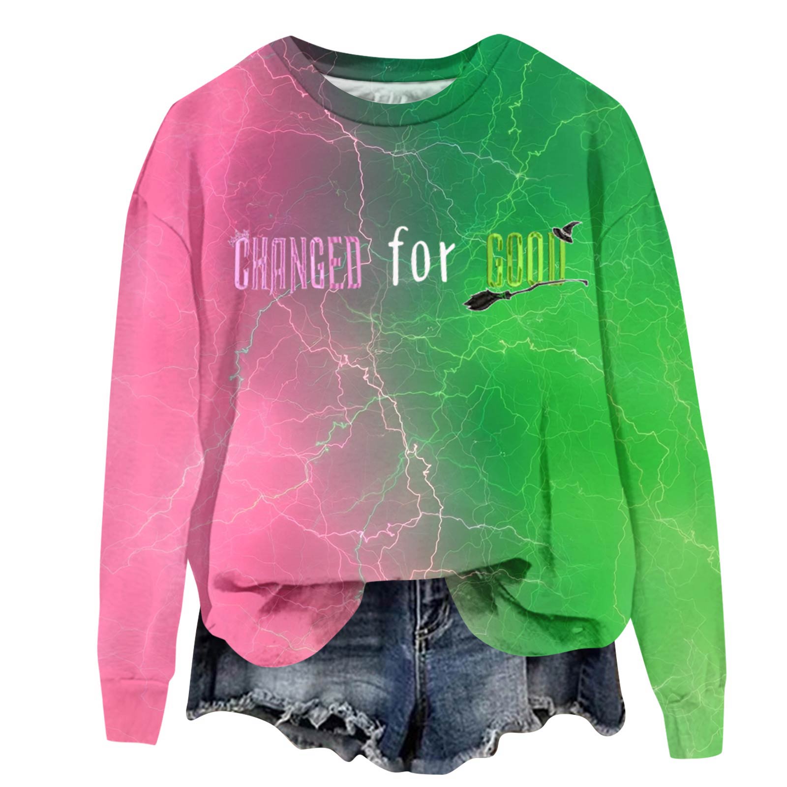 

Women s Fashionable Casual Oversized Long-Sleeved Round-Neck Printed Pullover Sweatshirt L