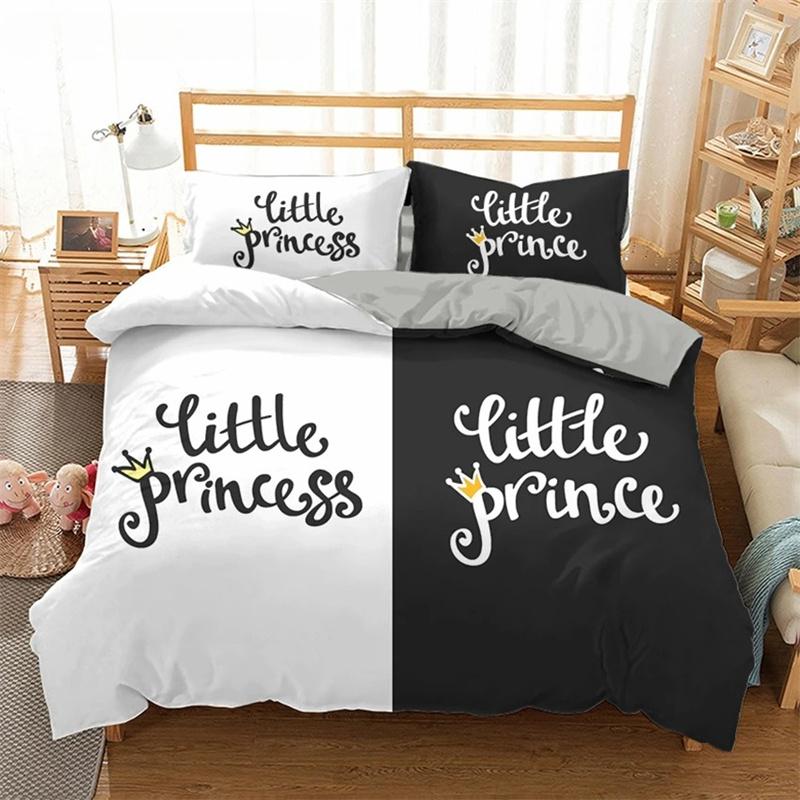 Lover Couples King Queen Duvet Cover Black And White Printed Bedding Set For Adults Valentine's Day Bedroom Decor Quilt Cover