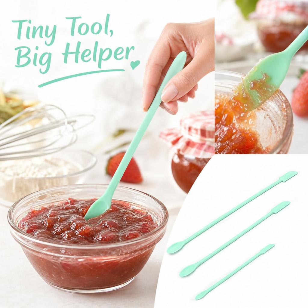 3-Piece Silicone Spatula Set with Pointed Scraper for Baking and Spreading
