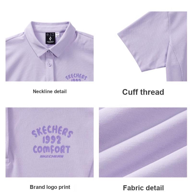 Skechers Bedrucktes gerades lässiges cooles kurzärmeliges Poloshirt für Damen Oberteile Orchidee-Lila L224W082-01X5