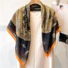 Pattern Temperament Printed Scarf Female Imitation Silk Square Scarf 91cm Travel Sunscreen Decorative Shawl Autumn and Winter Scarf Headscarf