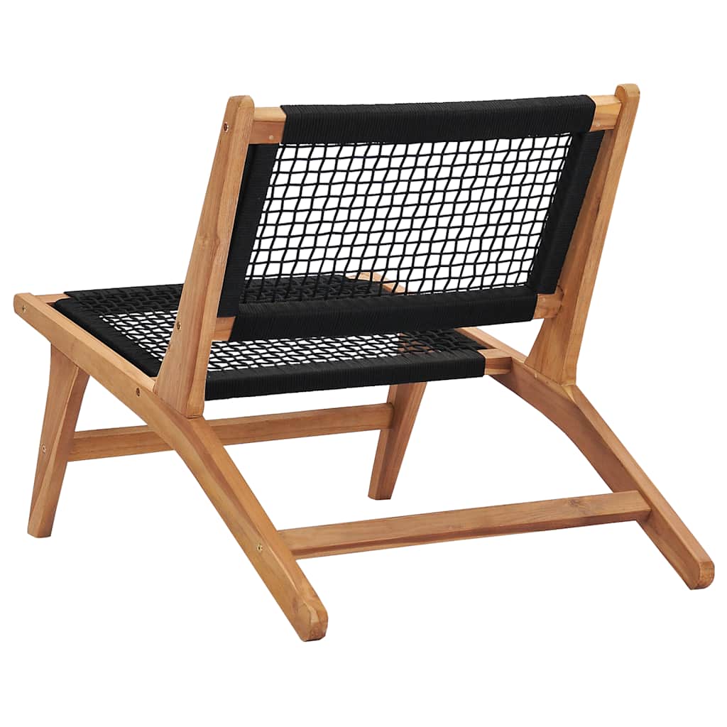 Teak Wood Sun Lounger with Footrest and Rope Design