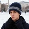 Winter Warm Wool Hat Knitted Pullover Hat Velvet Windproof Ear Protection Hat Thick Biker Hat for Men Women