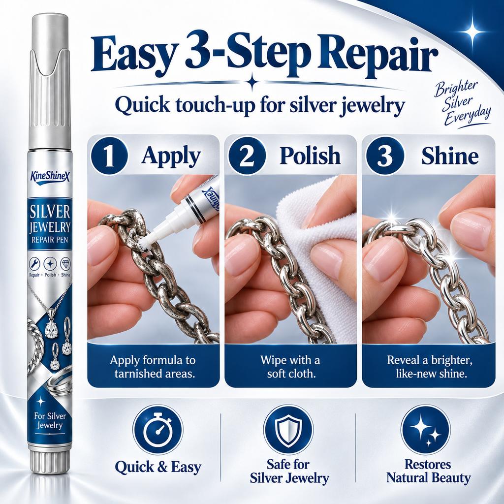 Silver Jewelry Repair Pen, Tarnish Remover Polishing Pen for Silver Necklaces, Bracelets, Earrings