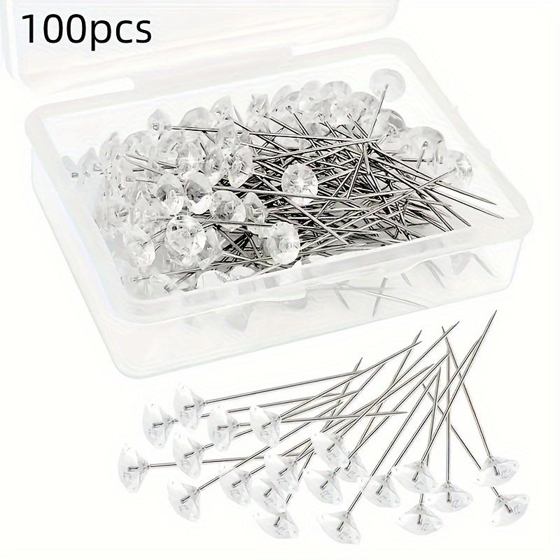 

100 шт. булавок с бриллиантовыми головками Jagowa, прозрачные акриловые булавки для букетов цветов, с пластиковой коробкой для свадьбы, шитья, рукоделия, украшения
