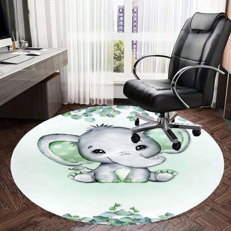 1PC Elephant Non-Slip Floor Round carpet, Office, family, bedroom, Large Area Rug Indoor Rugs, Durable PolyesterH0320