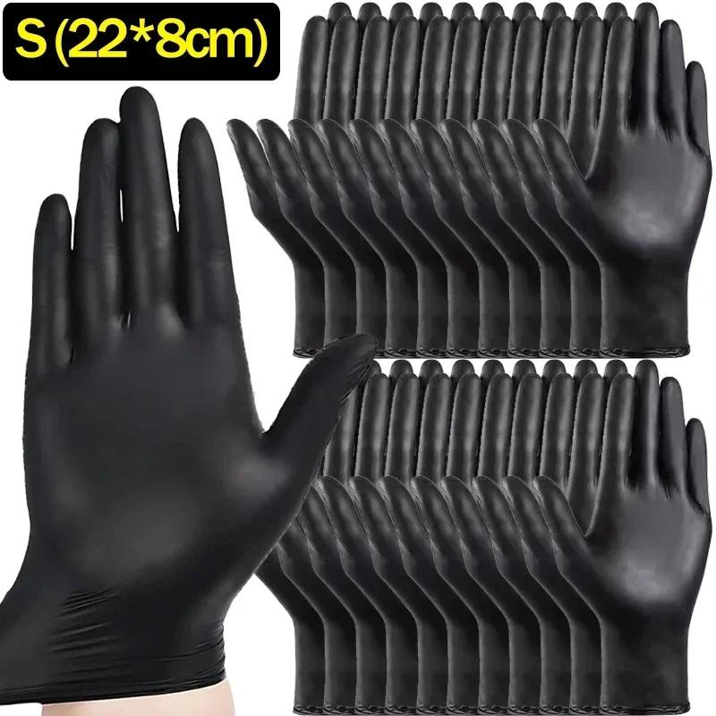 

High Elasticity Disposable Gloves Universal Anti-acid Alkali Black PVC Gloves for Housework Car Washing Food Processing Industry 2PCS (1 pair)