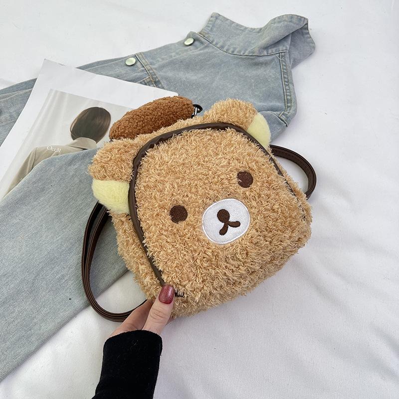 Kindergarten Baby Small Schoolbag Cartoon Cute Plush Bear Boys And Girls Backpack Autumn And Winter Children S Backpack