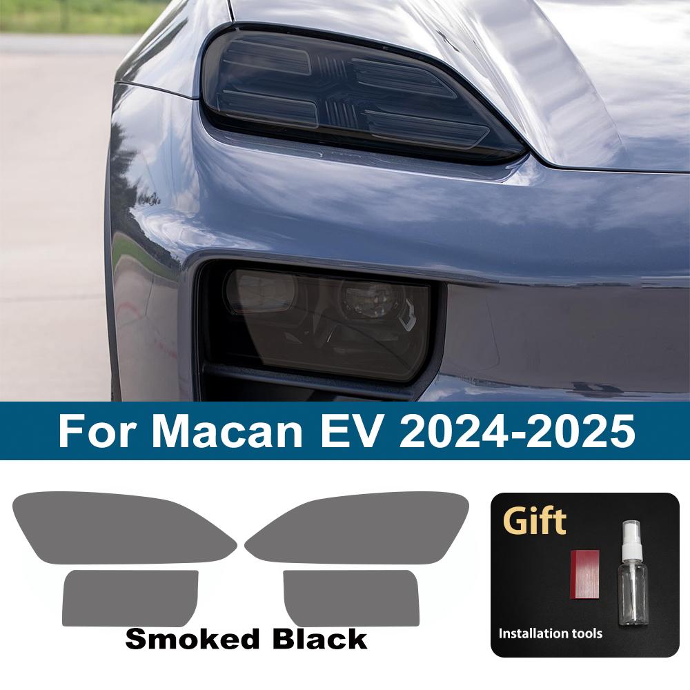 

For Porsche Macan Cayenne Macan EV Anti-Scratch Headlight Film – Smoke Black TPU Vinyl Wrap Kit for Auto Light Customization For Macan EV SMK