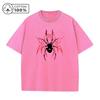 Mens Casual Washed TShirt Trendy And Stylish Pure Cotton Short Sleeve Unique Spider Print Summer Everyday Commute Top