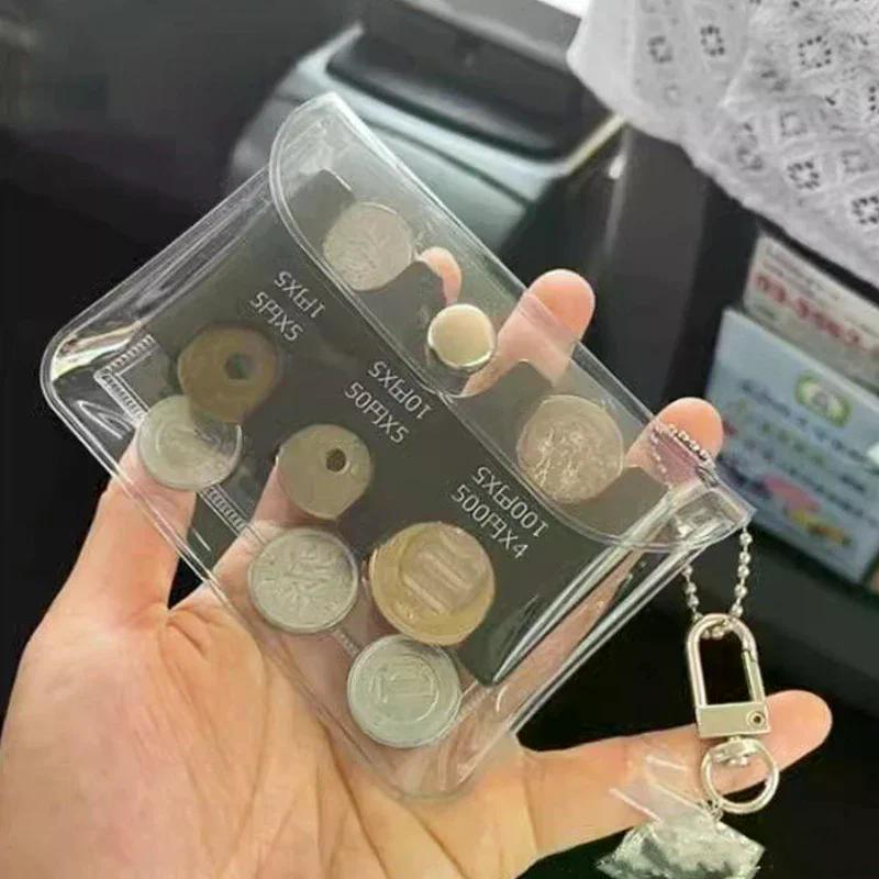 Colourful Transparent Coin Clip Organizer Small Wallet Loss Prevention Clip Japanese Currency Sorting Travel Portable Card Case