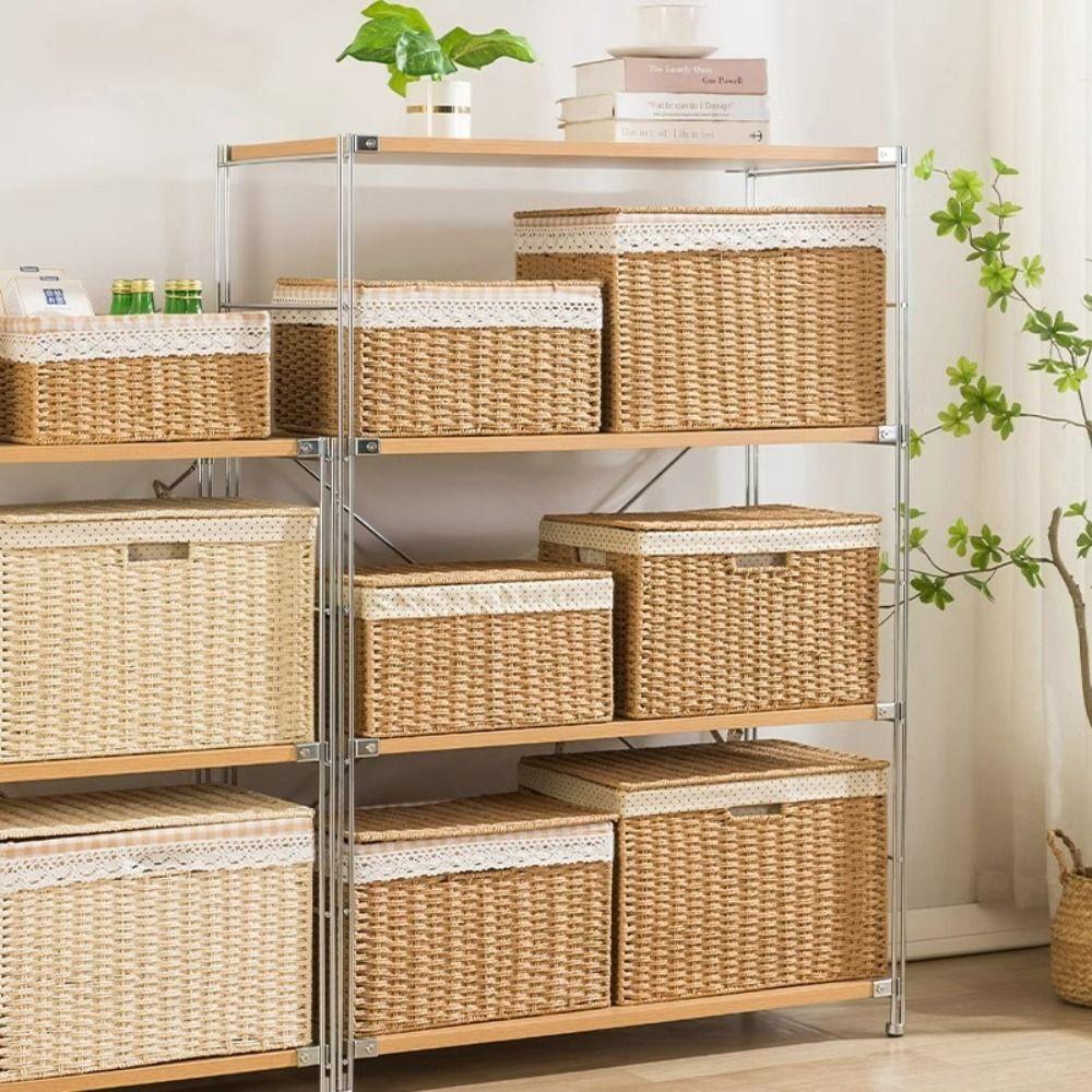 Large Capacity Foldable Storage Bin Plaid lining Laundry Storage Basket Multifunction Organizer