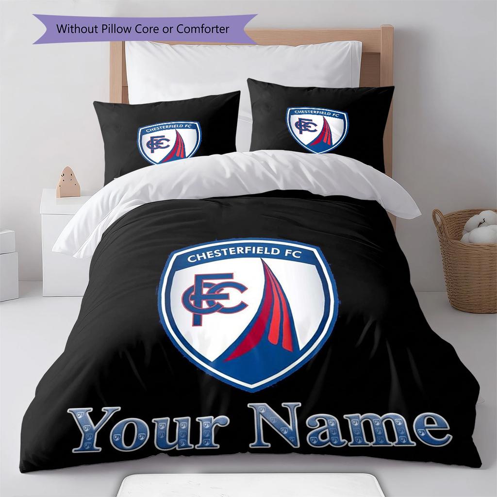 Chesterfield Fc Crest Custom Name Pattern Bedding Quilt Set Quilt Cover Pillowcase Home Birthday Gift(1 * duvet cover + 2 * pillowcase, without core)