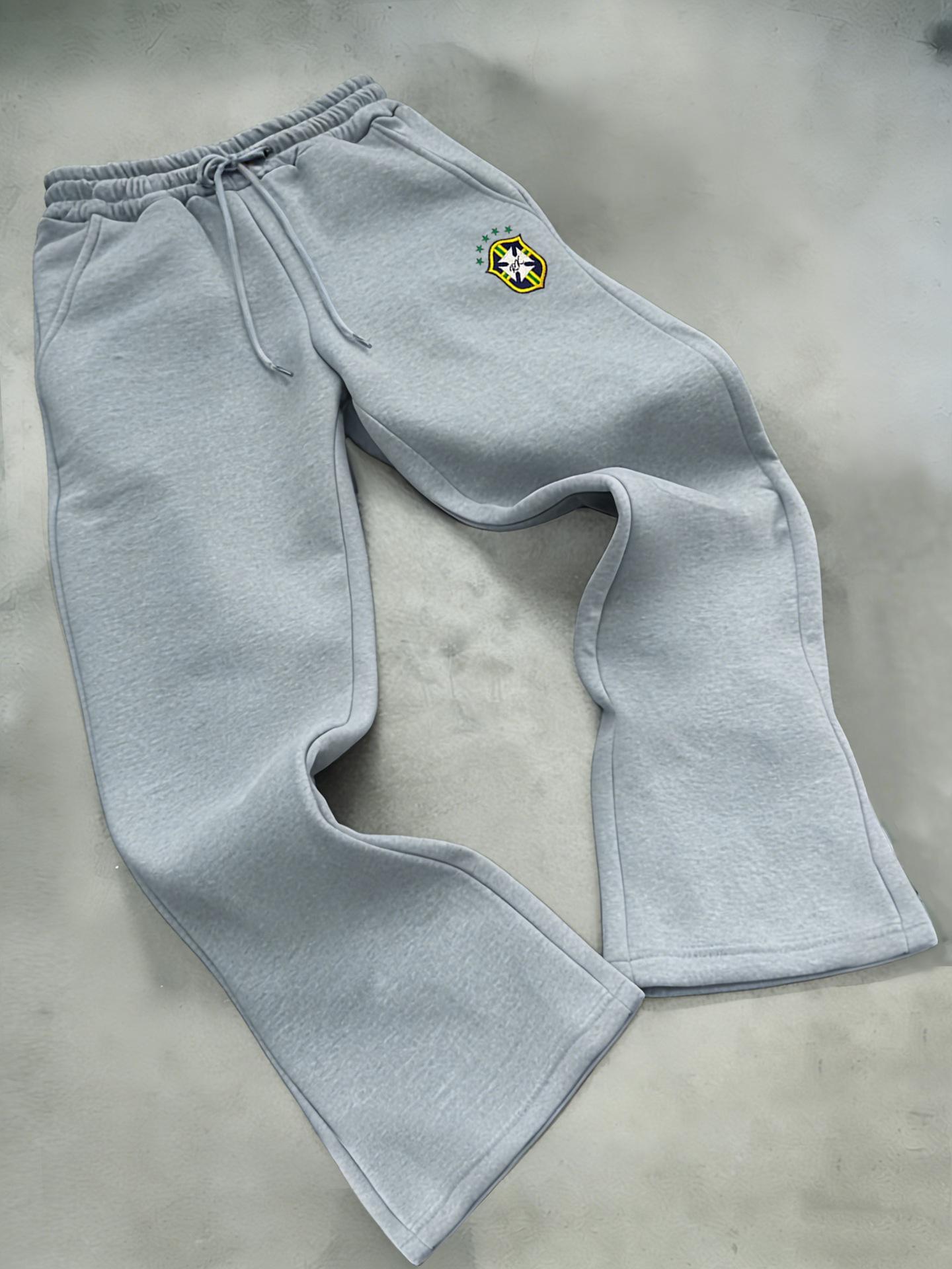 Herren-Kapuzenpullover mit Reißverschluss und aufgedrucktem Stickabzeichen, zweiteiliges Set mit Mikrofaser-Jogginghose, lässige Sportbekleidung XL gray
