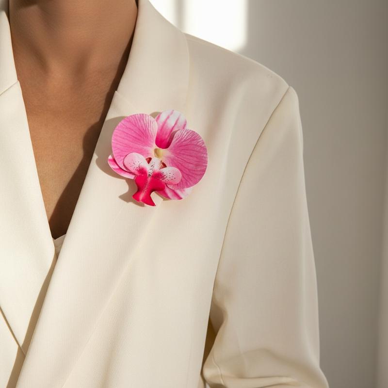 1/10 stk 3D Sommerfugleorkidé Broche Simulation Elegant Plante Broche Til Kvinder Piger Smukke Blomster Smykker Tøj Rygsæk Pins
