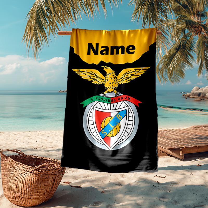 Custom Name Ultra-Soft Beach Towel with S.L. Benfica Theme,Ideal for Pool - Camping, Diving - Perfect Travel Essential, Vibrant Beach Towel.