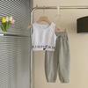 2024 Meisjes Koreaanse Letter Hoodie & Sweatpants Set - Lente/Herfst Trendy Tweedelig voor Kinderen