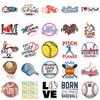 50 Baseball Mix and Match Aufkleber, Softball Ballsport Graffiti Aufkleber, Koffer Skateboard Wasserdichte Aufkleber
