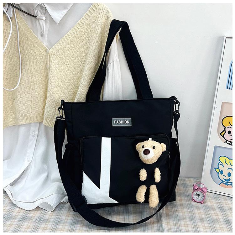 

Модная холщовая сумка для школьников, большая вместимость, универсальная простая сумка через плечо для отдыха и путешествий, сумка-мессенджер чёрный