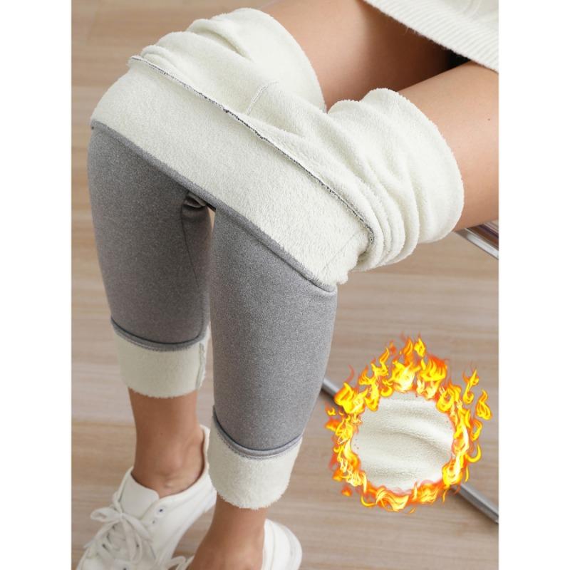 

Жіночі теплі товсті теплі зимові легінси з флісовою підкладкою, еластичні штани-олівці S світло-сірого кольору