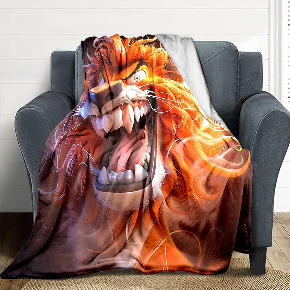 

1pc Lion Head Blanket Lightweight Flannel Blanket Throw Blanket For Sofa, Bed, Travel, Camping, Livingroom, Office, Couch, Chair, And Bed yy251015120 100x150cm