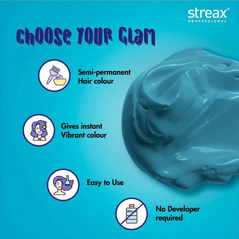 Streax Professional Mystic Blue Semi Permanent Hair Color 100g Pack Of 1 Ammonia Free Peroxide Free Vibrant Funky Hair Dye