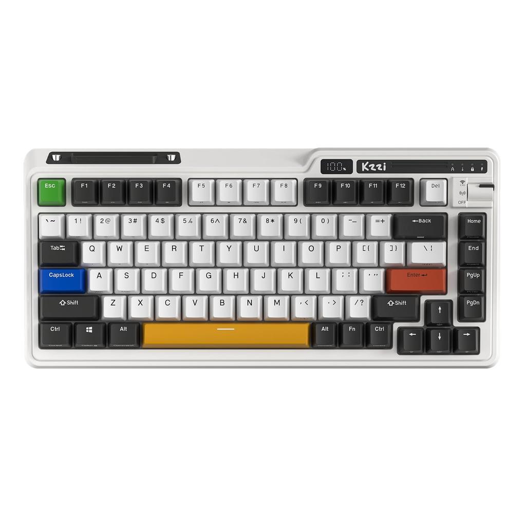KZZI K75 PRO RGB Wireless Gasket Mechanical Triple Mode BT TKL 82 Key Hot Swapable Gaming Keyboard with Knobs and Power Custom Switches 75% Keyboard,