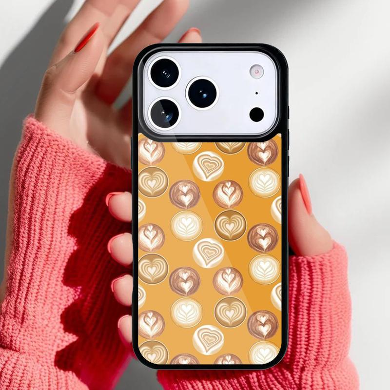 Latte Love Braunes Herz Ästhetische Handyhülle für iPhone 17 16 15 14 13 Pro Max Rückabdeckung für 12 11 Pro Hülle