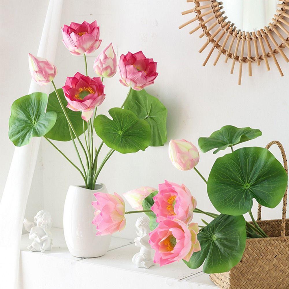Green Lotus Leaves Lotus Artificial Flower Multicolor Lifelike Flower Fake Flower  Desktop Ornament
